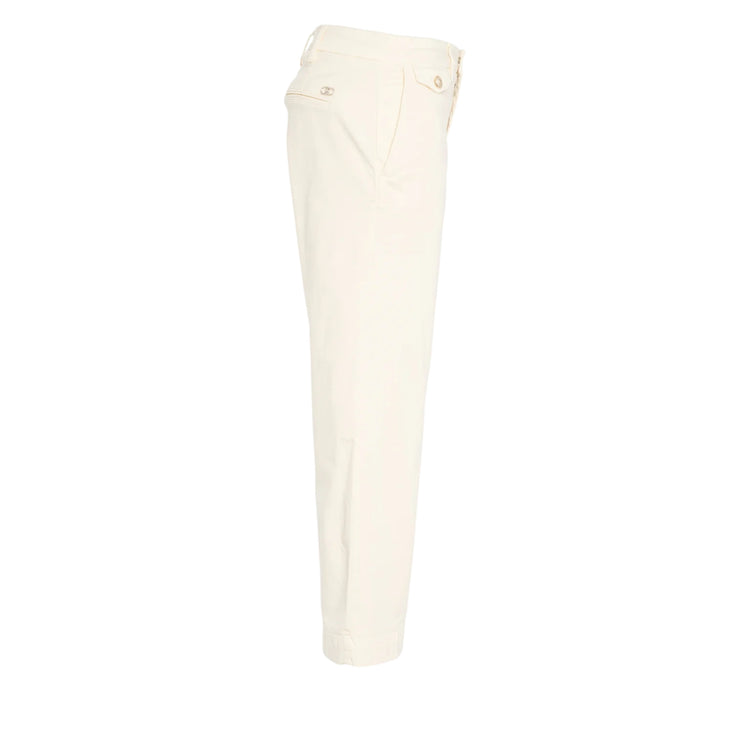 Pantalone chino in raso stretch panna