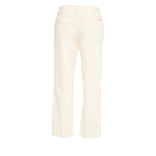 Pantalone chino in raso stretch panna
