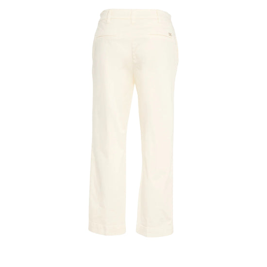 Pantalone chino in raso stretch panna