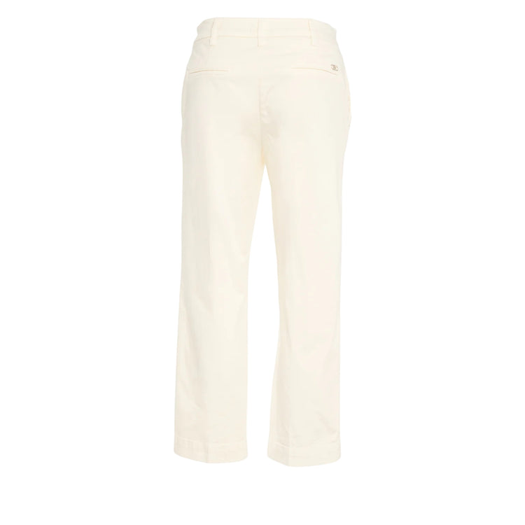 Pantalone chino in raso stretch panna