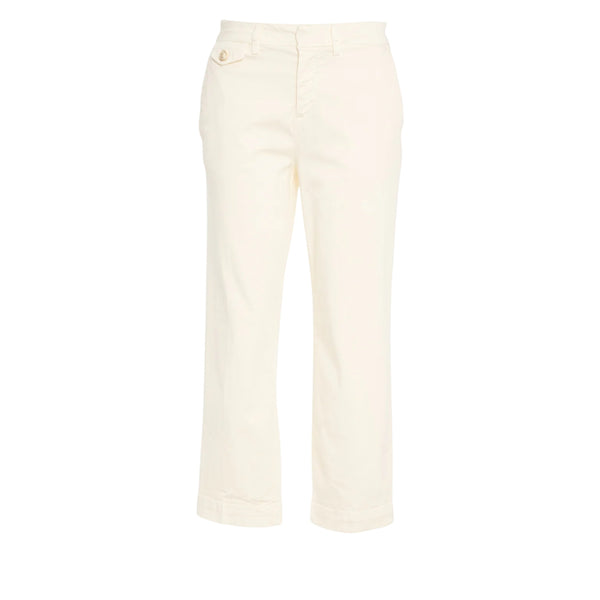 Pantalone chino in raso stretch panna