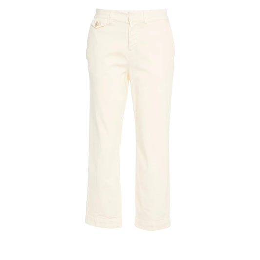 Pantalone chino in raso stretch panna