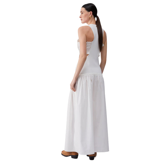 Abito lungo da donna con cut out in bianco