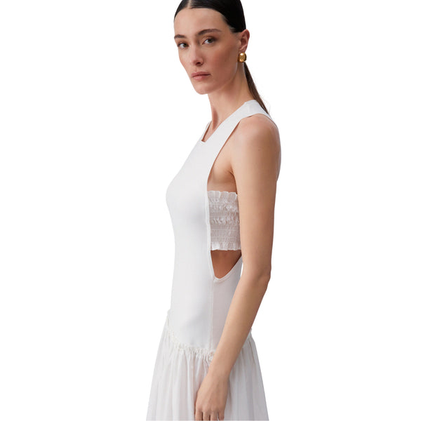 Abito lungo da donna con cut out in bianco
