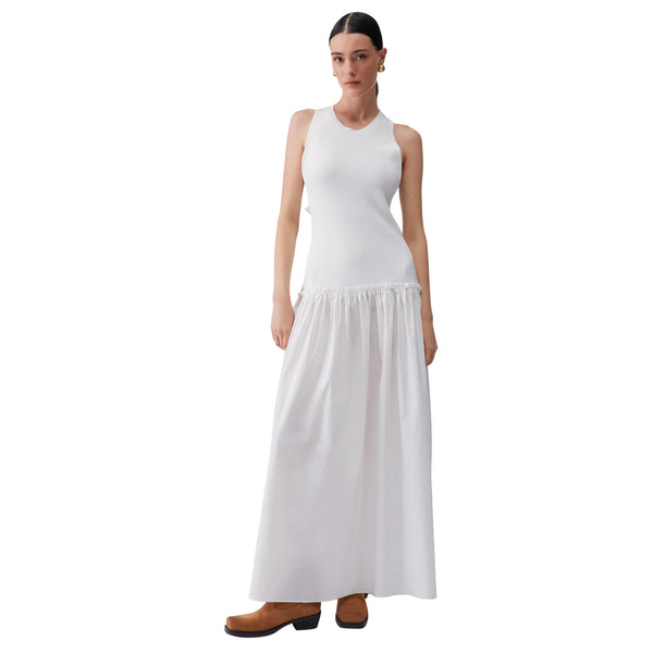 Abito lungo da donna con cut out in bianco