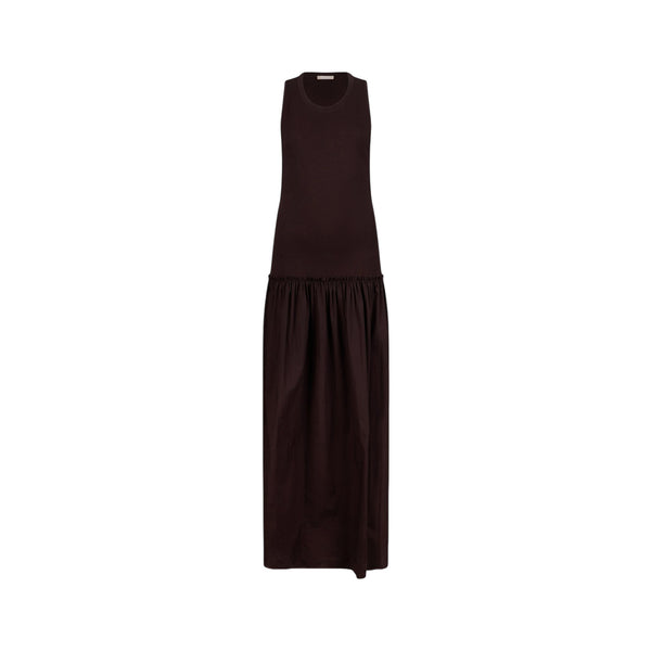 Abito lungo da donna con cut out in marrone