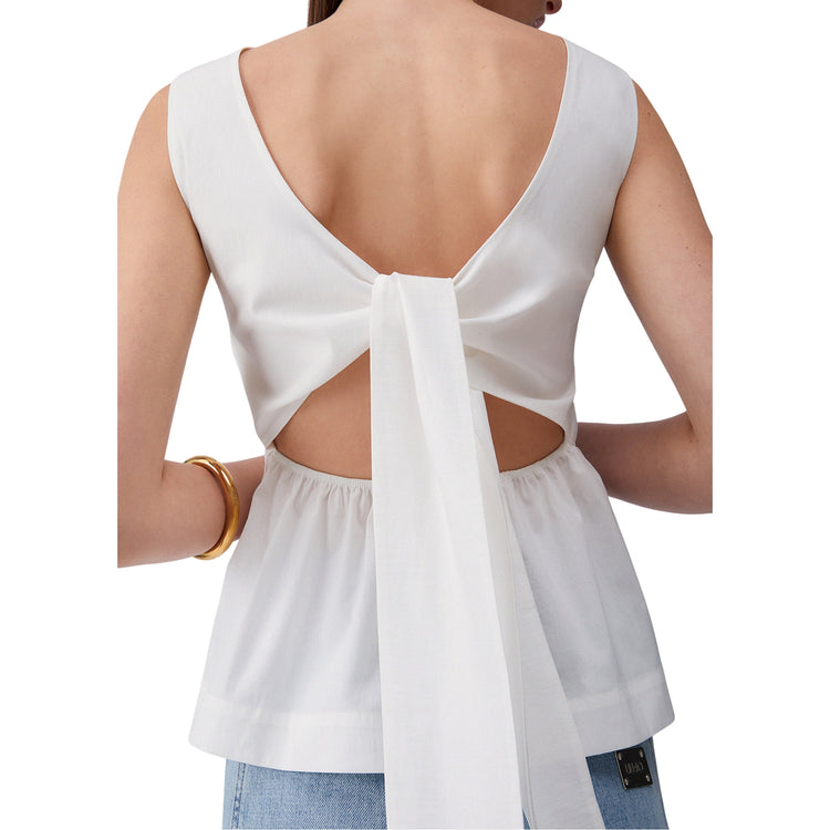 Top Donna con fiocco sul retro Bianco
