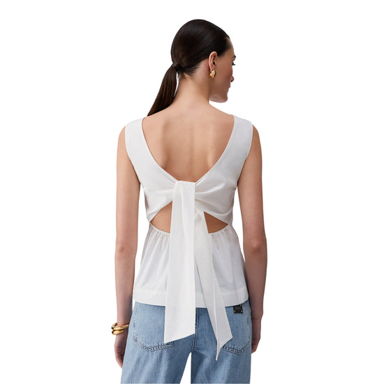 Top Donna con fiocco sul retro Bianco modella retro