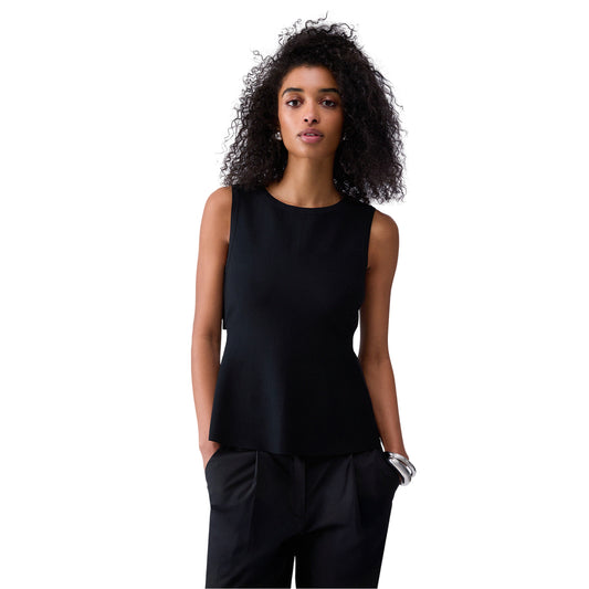 Top da donna con fiocco scoperto sulla schiena in nero