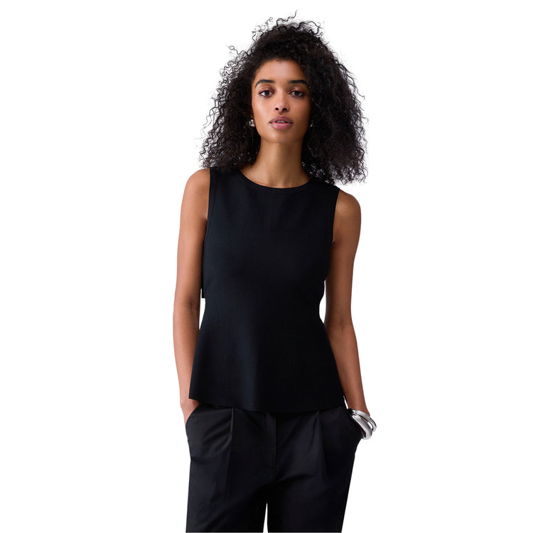 Top da donna con fiocco scoperto sulla schiena in nero