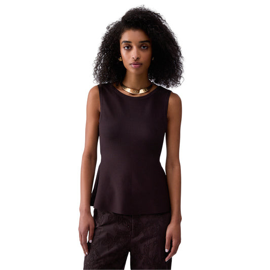 Top da donna con fiocco posteriore in marrone