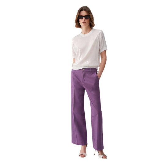 Pantaloni flare a vita alta viola 