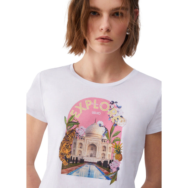 T-shirt bianca con stampa "EXPLORE"