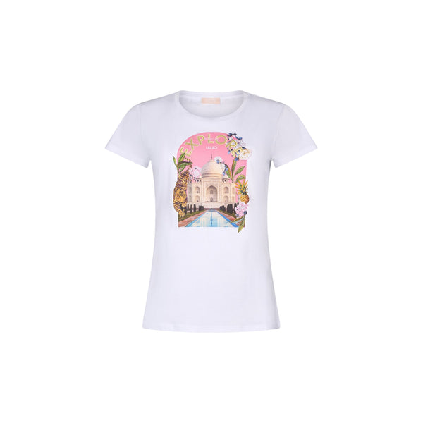 T-shirt bianca con stampa "EXPLORE"