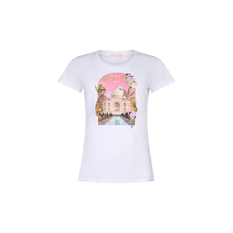 T-shirt bianca con stampa "EXPLORE"