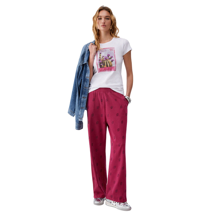 T-shirt bianca con stampa con cactus