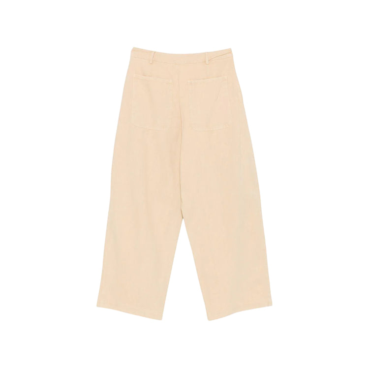 Pantalone Donna Beige, con pinces, ricami e strass