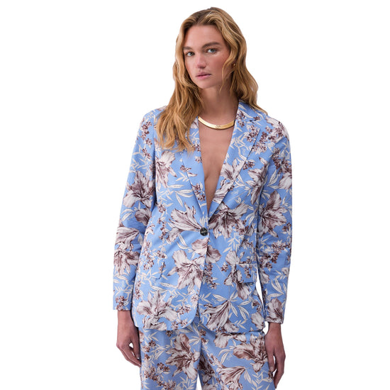 Giacca Donna con stampa floreale all over modella frontale