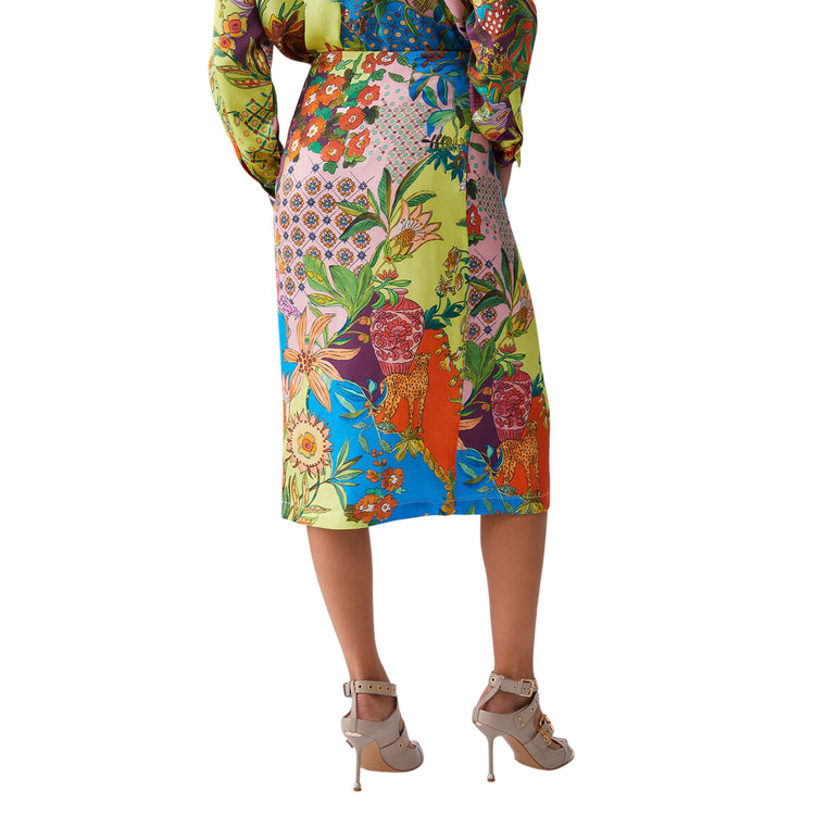 Gonna midi con fantasia multicolore