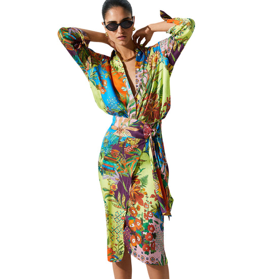 Gonna midi con fantasia multicolore