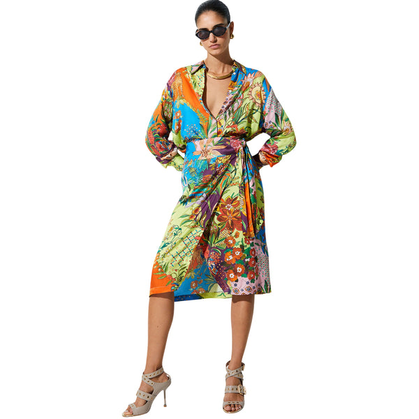 Gonna midi con fantasia multicolore