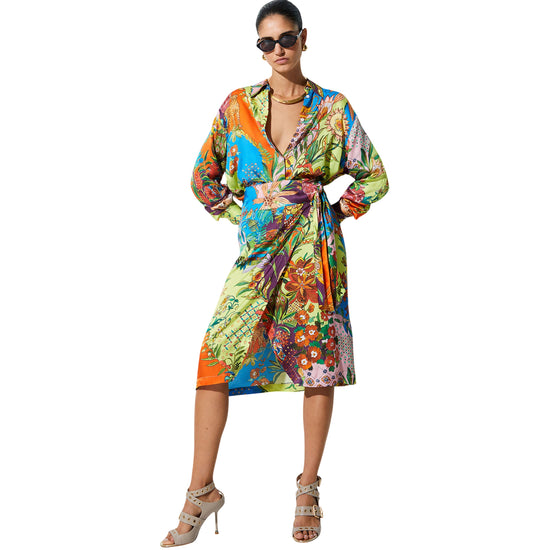 Gonna midi con fantasia multicolore