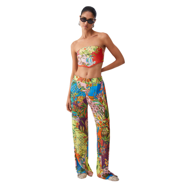 Pantalone lungo donna con stampa multicolore