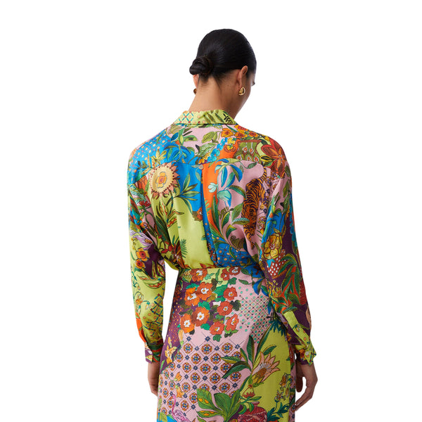 Camicia con stampa multicolore all-over 