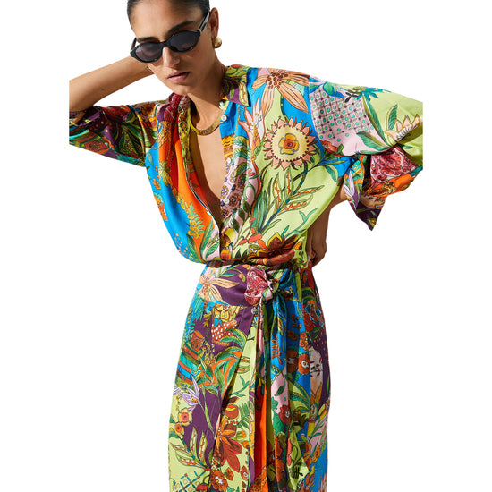 Camicia con stampa multicolore all-over 