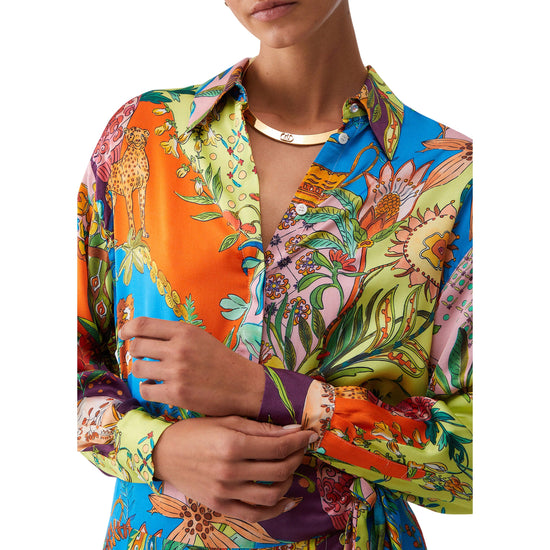 Camicia con stampa multicolore all-over 