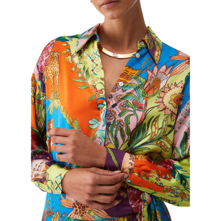 Camicia con stampa multicolore all-over 