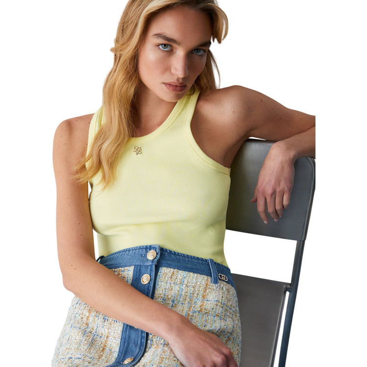 Canottiera a coste gialla