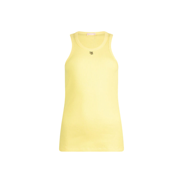 Canottiera a coste gialla