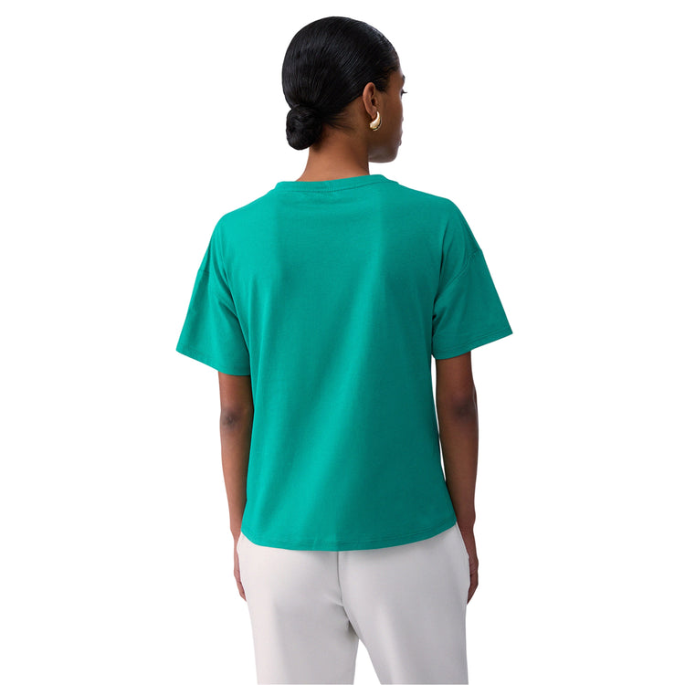 T-shirt Donna con logo con strass Verde modella retro