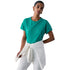 T-shirt Donna con logo con strass Verde modella frontale