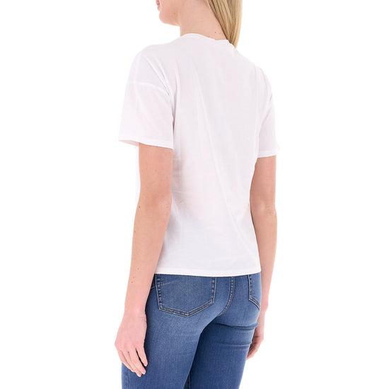 T-shirt bianca con cuore e lettering con brillantini