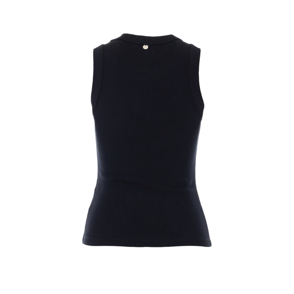 Canottiera nera con borchie bianche e nere