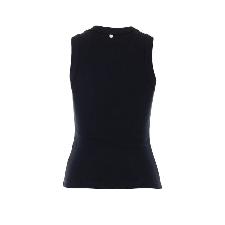 Canottiera nera con borchie bianche e nere