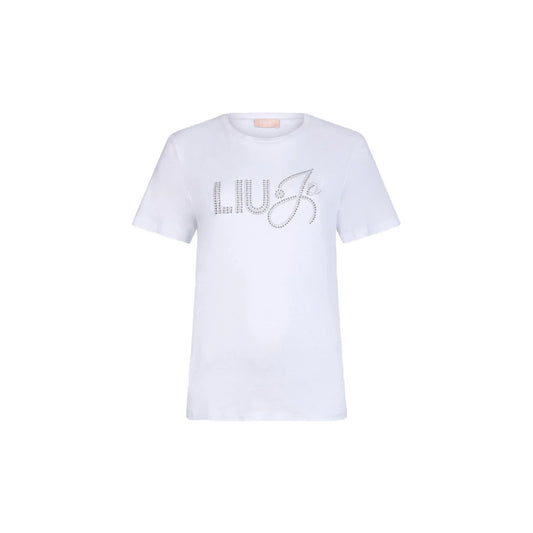 T-shirt Donna con logo con strass e perline