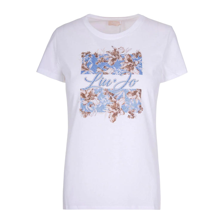 T-shirt donna in cotone bianco con stampa