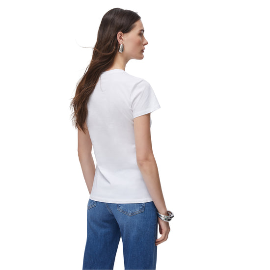T-shirt donna con stampa stella e strass bianca - retro