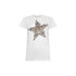 T-shirt donna con stampa stella e strass bianca