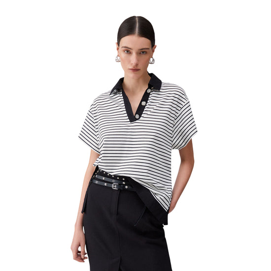 Polo a righe con bottoni gioiello