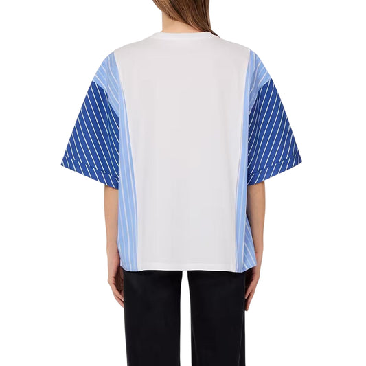 T-shirt Donna over con inserti a righe retro