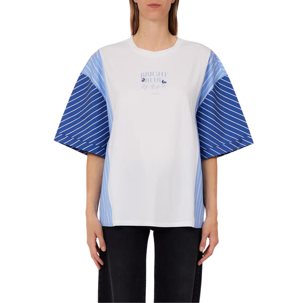 T-shirt Donna over con inserti a righe