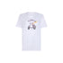 T-shirt in cotone con strass e grafica frontale in bianco