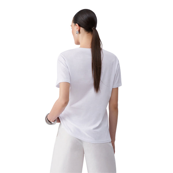 T-shirt di cotone con stampa grafica in bianco