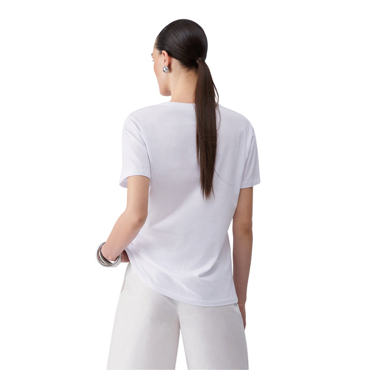 T-shirt di cotone con stampa grafica in bianco
