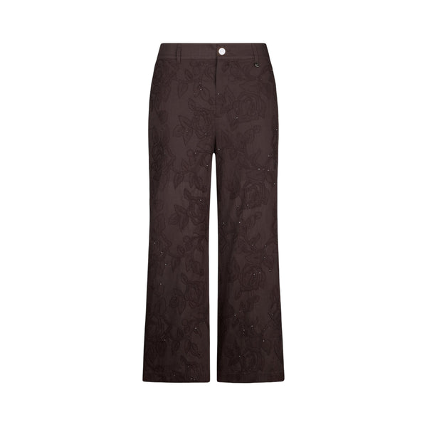 Pantalone Donna con ricami con paillettes marrone