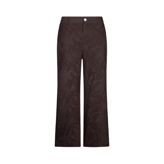 Pantalone Donna con ricami con paillettes marrone